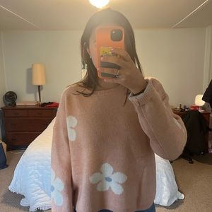 Pink flower sweater size small
